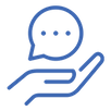 Icon Hand mit Sprechblase